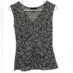 Vintage Y2K Mesmerize Ruched Black White Print Top L